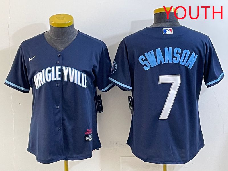 Youth Chicago Cubs #7 Swanson Blue City Edition Game 2025 Nike MLB Jersey style 2->youth mlb jersey->Youth Jersey